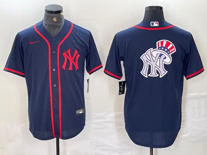 Men New York Yankees Blank Blue Third generation joint name Nike 2024 MLB Jersey style 12